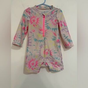 Gap Baby Tie-Dye Long Sleeve Swimsuit - Pink/Multicolor
